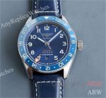 Swiss grade Longines Spirit Zulu Time GMT 42mm Blue Leather Strap 2836 Movement